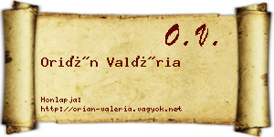 Orián Valéria névjegykártya